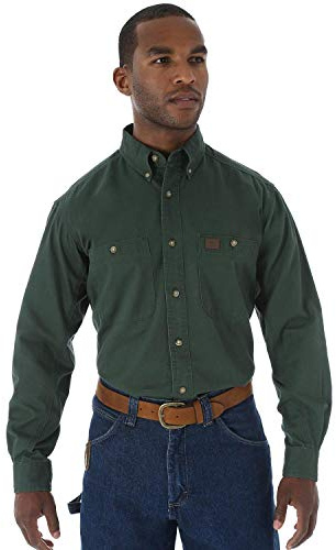 Wrangler Logger Twill Long Sleeve Workshirt Chemise, Vert forêt, M Homme