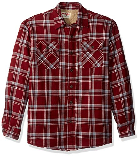 Wrangler Authentics Veste Chemise doublée Sherpa à Manches Longues Bouton Bas, Grenade, S Homme