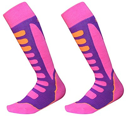 Barrageon Kinder Skisocken Mädchen Snowboardsocken Outdoor Sportsocken 2 Paare (SRD01) - Rosa(EU 31-34)