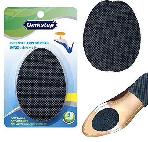 Unikstep 5 Pairs Shoe Sole Anti Slip Grips, Non Skid Self Adhesive Rubber Pads, Shoe Bottom and Heel Noise Reduction Stickers and Protectors (Black)