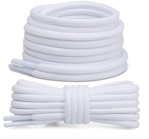 Stepace 2 Paar Premium Schnürsenkel runde reißfest Schuhbänder für Turnschuhe Laufschuhe Arbeitsschuhe Wanderschuhe und Trekkingschuhe, ca. 4,5 mm Durchmesser, 80 cm - 180 cm Länge Weiß 120