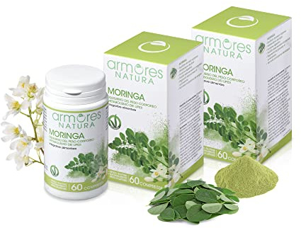 Armores Natura Integratori Alimentari, Moringa, Integratore con Foglie e Semi di Moringa, Favorisce l'Equilibrio del Peso Corporeo ed il Metabolismo dei Lipidi, Vegano, 2 Pack da 60 Compresse