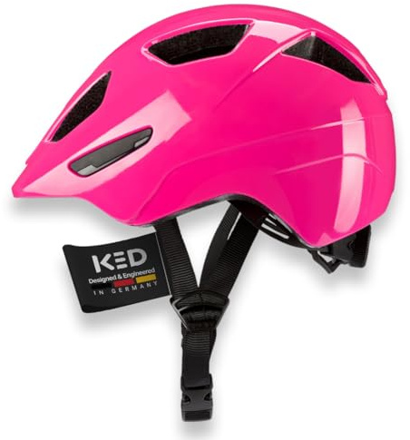 KED Dyno Kinderhelm – Sicherer Fahrradhelm mit In-Mold Technologie, Verstellbarer Passform & Reflektoren – Leicht & komfortabel für Kinder | Farbe: Sky Pink Glossy | Größe: 48-52 (S)