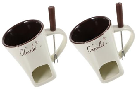 Garneck 2 Juegos Olla multifunción Hot Chocolate Taza Porcelana fundir Chocolate crisol de Fondue de Chocolate Mini Olla de Fondue Maceta Calentador de Queso cerámica