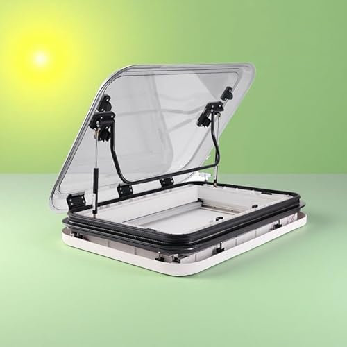 RV Skylight w/LED Light RV Caravan Roof Vent Hatch Aluminum Alloy Skylight Window LED Skylight Camper Roof Window Vent Kit RV Roof Top Vent Kit,500x500mm