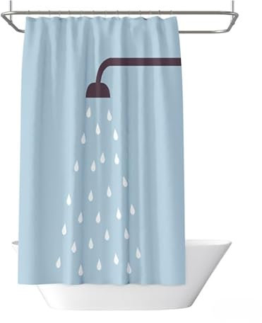 YongXinMY Divertida cortina de ducha – Cortina de baño impermeable de estilo nórdico moderno, tela de poliéster lavable minimalista con 12 ganchos para divisor de bañera de baño (azul, 80 x 180 cm)