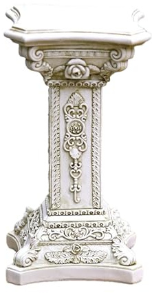 Colonne Romaine Figurine de Table avec Motif Floral sculpté