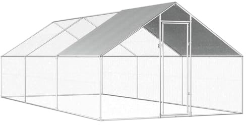 Mhdvray Gabbia per polli per esterni, 2,75 x 6 x 1,92 m, in acciaio zincato, grande recinto per polli, anatre e piccoli animali