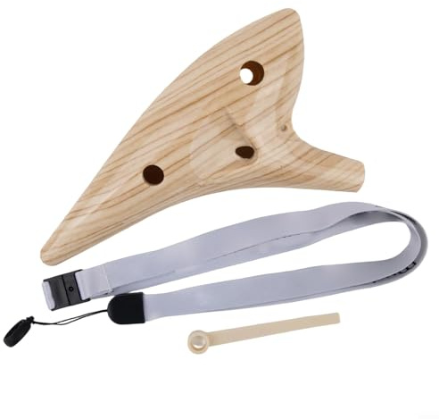 Alto C 12 hål Ocarina hartsflöjt instrument set med nackremspåse och guide för nybörjare (ljusbrun)