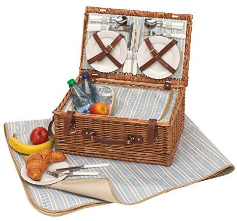 Unbekannt Picknickkorb Kaufen Picknickkorb 4 Personen Picknick Set mit Picknickgeschirr Picknickkoffer 46 x 30 x 21 cm