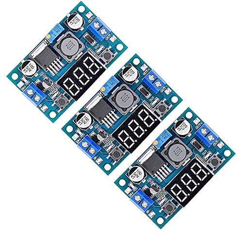 Valefod 3 Pack LM2596 DC to DC Voltage Regulator 4-40V to 1.5-35V Buck Converter with LED Display