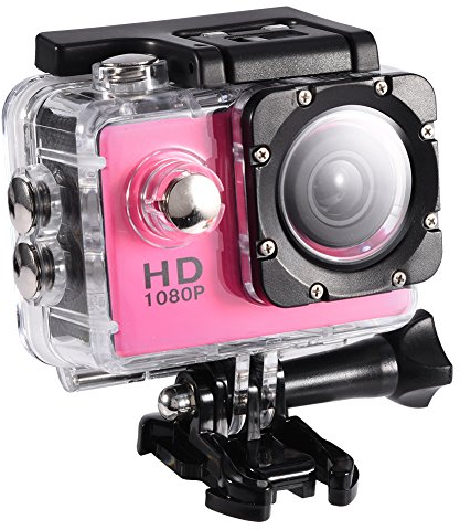 Bewinner Cámara de acción Mini DV Cámara Deportiva Impermeable al Aire Libre 30M Cámara subacuática Ciclismo Deportes DV Cámara de acción Videocámara para Senderismo al Aire Libre(Rosado)