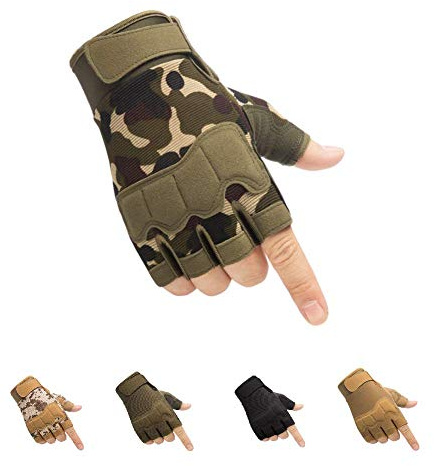 Hycoprot: Fingerfria taktiska handskar, lätta, andningsbara och skyddande militärhandskar för utomhusbruk som passar för skytte, jakt, terrängcykling, klättring, XL