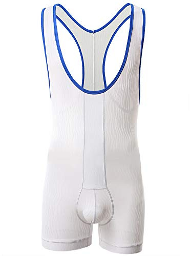 SPNSSTCR Men Athletic Supporters Undershirts Wrestling Singlet Sports Gym Jumpsuit Underwear Boxers (White, Medium)