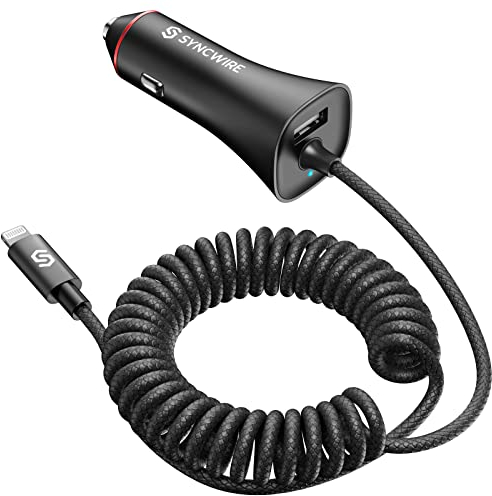 Apple MFi Zertifiziert - Syncwire Auto Ladegerät Zigarettenanzünder USB 32W mit Kabel für iPhone 14 Pro Max 13 12 11 XR 7 8 Plus iPad