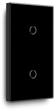 BSEED Touch Lichtschalter 1 Fach 1 Weg mit 1 Fach 2 Wege Glas Lichtschalter Schwarz Led Touch Schalter Touchscreen Kompatibel mit LED Lampe 157mm EU Standard