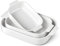 MALACASA, Serie Bake.Bake, 3 TLG. Porzellan Auflaufformen Backformen Ofenform Set Brotbackform Kuchenform Teller Back Set Schale Suppenteller in 3 Größe Weiß