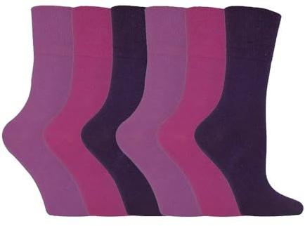 IOMI - 6 pares mujer sin elasticos diabeticos calcetines para la circulacion (37-42 eur, Purple LA8)