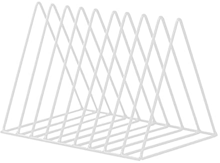 Schallplattenständer - Schallplatten Aufbewahrung Aus Metall - Vinyl Halter LP Ständer Für 60 Platten - Dreieck Prospekthalter LP-Plattenständer Zeitungsständer Für Büro, CD, Magazin, Bücher (Weiß)