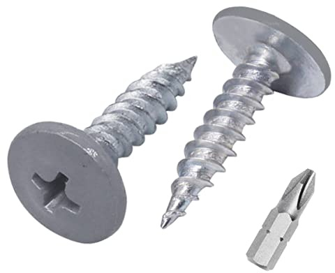 (Förpackning med 50 st) Målade 4,2 x 19 mm träskruvar, självgängande metallskruvar, Phillips modifierat bindningshuvud, våffelhuvud (50, fönster grå RAL 7040)