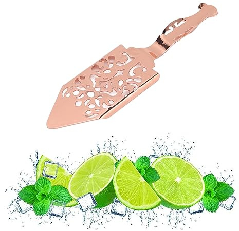 Absinthe Spoon, Stainless Steel Absinthe Spoons Vintage Hollow Design Wormwood Cocktail Glass Cup Drinking Filter Spoon Absinthe Fountain Spoon(Rose Gold)