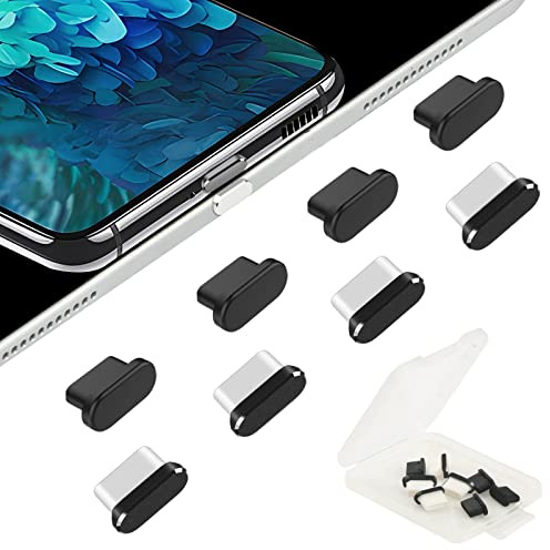 AUZOSL 8 Stücke USB C Staubschutz 4 Aluminium + 4 Silikon Type C Schutzkappe Kompatibel mit Samsung Galaxy S24 Ultra Xiaomi Redmi Note 14 Pro OnePlus Huawei Mate 80 Schwarz