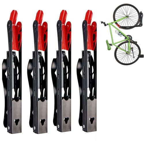Wallmaster BIKEPAL Swivel Bike Rack, Wall Mounted Vertical Bike Storage Hanger, Space Saving for Home and Garage, 4 Pack