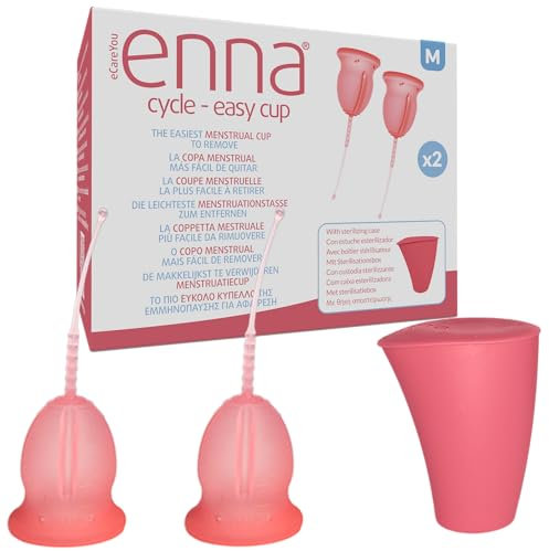 enna Cycle Easy - 2 coppe mestruali e scatola sterilizzatrice, taglia M