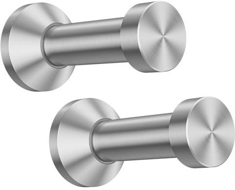 Moziel Handtuchhaken Edelstahl Kleiderhaken Garderobenhaken Einzelhaken bis zu 15kg belastbar Haken Silber 2 Stück