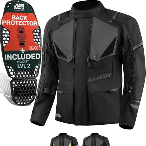 SHIMA RUNNER Chaqueta Moto Hombre AIRFORCE Protector Espalda Cazadora Motociclista Chaquetas Protecciones Impermeable Moto Armadura Cazadoras Motoero Invierno (Masculinos, Negro, 3XL)