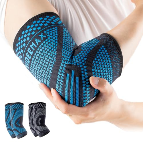INDEEMAX Elbow Support for Men and Women, Compression Sleeve for Tendonitis, Arthritis, Pain Relief, Golfers/Tennis Elbow Support Strap for Weightlifting, Sports Protection, Single,M