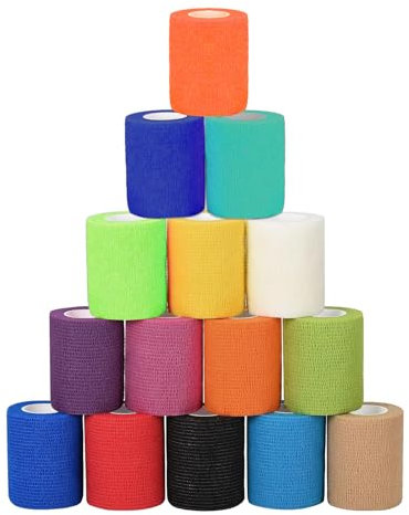 15 Rollen Selbstklebender Verband, 5cm x 4,5m Selbsthaftende Bandage, Elastische Verbandsmaterial Haftbandage Selbstklebende Bandage Selbsthaftende Fixierbinde für Hund Katze Füße Finger