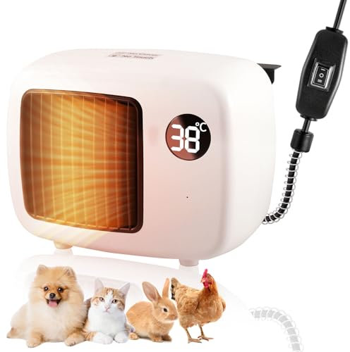 Wandmontierter Kleiner Heizlüfter - Zweistufig Regelbarer, Temperaturgesteuerter Energiespar Kater Hundehüttenheizer mit Reißschutz, Integriertem Haarschutznetz - Niedrigem Geräuschpegel