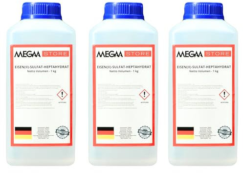 Megaa store Eisen(II)-sulfat Heptahydrat Eisen-2-Sulfat Eisendünger | 1kg bis 25kg | Rasendünger Antimech-Dünger Ein Dünger der ein gesundes Pflanzenwachstum unterstützt