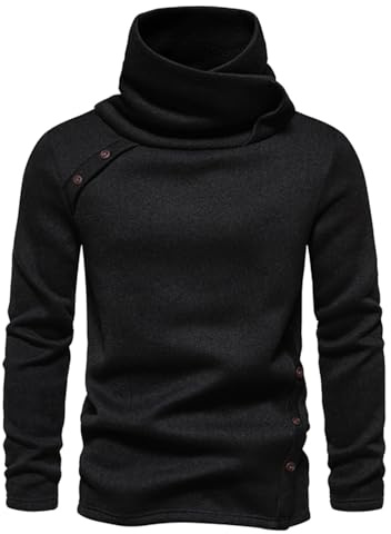 NAFING Pull Blanc, Pull À Col Roulé pour Homme Slim Fit Sweater Épais Pull Col Roulé Pull en Maille Fine Chaud Hauts Manches Longues sous-Pull Uni Pull-Over