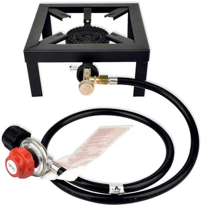 hzexun Hornillo a Gas de Fundición,Hornillo Camping de Gas Portátil Acampada Plegable 6KW Compatible con Gas Butano y Gas Propano 25x25cm,Válvula de Seguridad Incluido