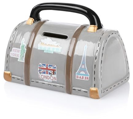 FunX Salvadanaio da viaggio – salvadanaio come confezione per regali in denaro per le vacanze, i viaggi o come decorazione – Cassa per le vacanze, 14 x 8 x 10 cm