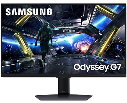 Samsung 32” Odyssey G7 (G70D) 4K UHD IPS 144Hz 1ms(GtG) Smart Gaming Monitor, G-Sync Compatible, AMD Freesync Premium, Vivid Colors, Adjustable Stand, Black Equalizer, LS32DG702ENXZA