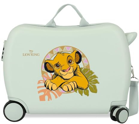 Disney Il Re Leon Simba & Friends Valigia per Bambini Rigida Chiusura a combinazione Laterale 4 Ruote Bagaglio a Mano è realizzato in ABS, un materiale rigido e leggero., Simba Verde, Taglia unica
