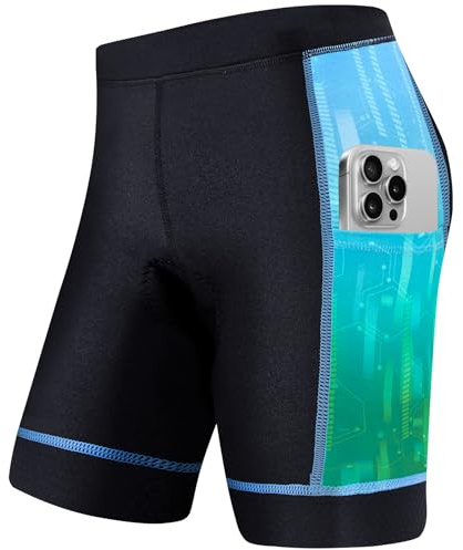 Gogokids Boys Girls 3D Padded Bike Shorts Kids Cycling Shorts Biking Shorts Sports Pants with Pockets for Mountain Road, Blue(150/11-12 Years)