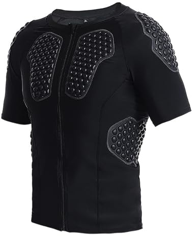 Acolchado Camisa joven acolchado compresión deportes protección camiseta costillas pecho protector hombres deportes shock erupción guardia fútbol paintball béisbol protección, Negro , L