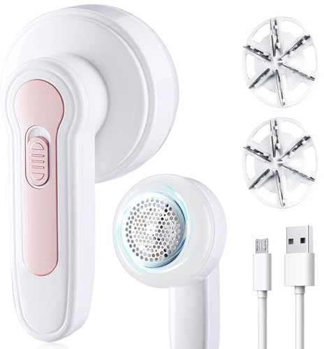 Quitapelusas Electrico, Quita Pelusas para Ropa con 3 Cuchillas & USB, Rápido Portátil Quita Bolas de la Ropa Recargable Maquina Quitar Bolitas Ropa Quitapelusas Ropa para Sueter/Abrigo de Lana/Manta