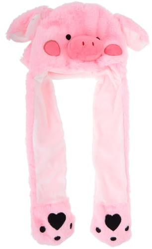 LALADEFIEE Bonnet Cochon Oreilles Mobiles Chapeau Animalier En Peluche Bonnet Drole Chaud Et Coupe-Vent Accessoire De Costume Pour Enfants Fêtes Et Activités Extérieures