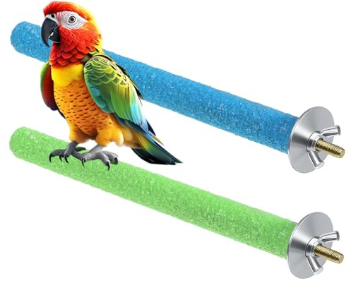 Bird Perches for Cage, 2 PCS Parrot Perch Bird Cage Perch Toy Paw Grinding Stick Cages Wooden Grinding Claw Sticks Sanded Surface Cages Toy for Parakeets Finches Parakeet Toys Birdcage Accessories