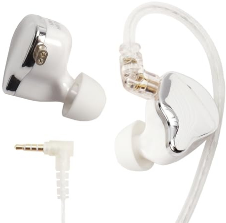 Holiper Hörlurar med dubbla magneter med tråd, 3,5 mm Jack öronproppar, HiFi-öronproppar (vit)