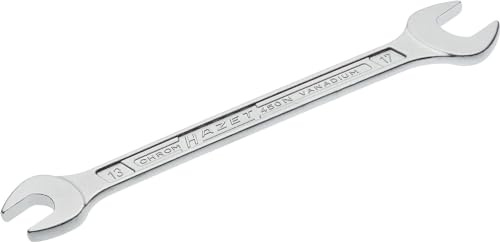 Llave fija doble HAZET 450N-13X17 cromada I posición de la mordaza: 15 grados, salida: perfil hexagonal exterior, ancho de la llave: 13 x 17 mm I eje con perfil en T doble HAZET extra robusto