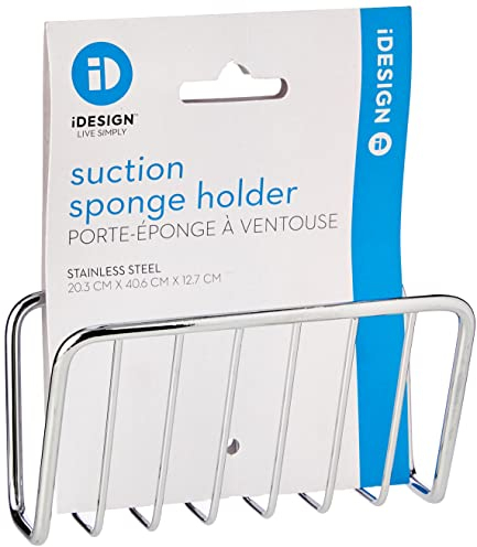 iDesign 6610 Rondo Sink Storage Basket, Suction Cup Sink Caddy for Sponges and Soap, Made from Stainless Steel, Chrome Coloured,6.096x11.176x13.208 cm