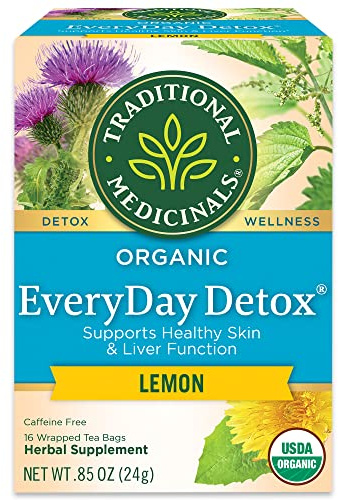Traditional Medicinals Organic Tea Lemon EveryDay Detox 16 Tea Bags 223121, 16 sacs