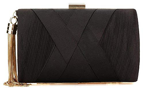 Womens Clutch Purse Ladies Prom Party Wedding Bags Designer Evening Bags, Womens Stunning Tassel Clutch Handbag Ladies Shoulder Bags (Black)