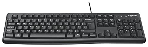 Logitech K120 Keyboard for Education avec Protection en Silicone, Clavier Filaire pour Windows, USB Plug-and-Play, Pleine Taille, résistant aux éclaboussures, PC, AZERTY France - Noir